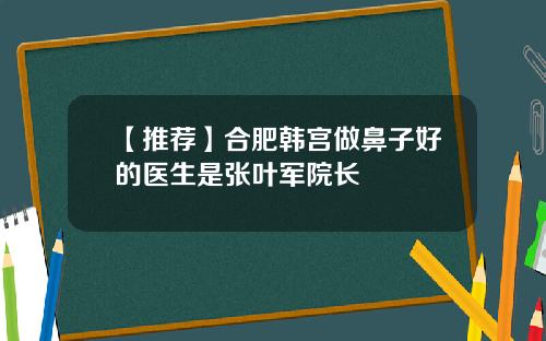【推荐】合肥韩宫做鼻子好的医生是张叶军院长