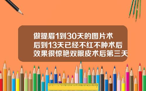 做提眉1到30天的图片术后到13天已经不红不肿术后效果很惊艳双眼皮术后第三天图片