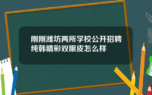 刚刚潍坊两所学校公开招聘纯韩睛彩双眼皮怎么样