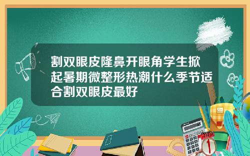 割双眼皮隆鼻开眼角学生掀起暑期微整形热潮什么季节适合割双眼皮最好