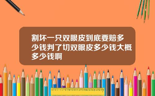 割坏一只双眼皮到底要赔多少钱判了切双眼皮多少钱大概多少钱啊