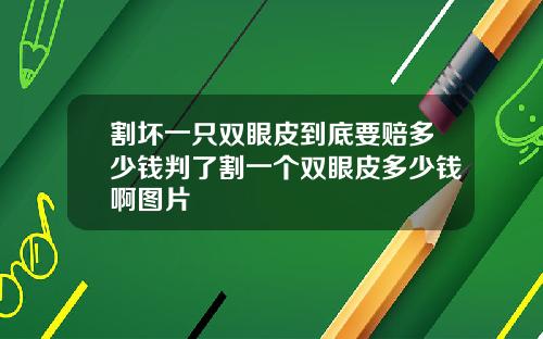 割坏一只双眼皮到底要赔多少钱判了割一个双眼皮多少钱啊图片