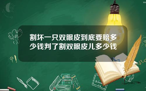 割坏一只双眼皮到底要赔多少钱判了割双眼皮儿多少钱