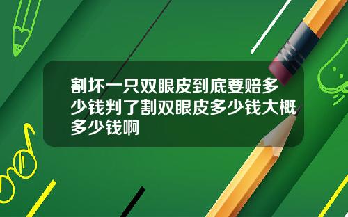 割坏一只双眼皮到底要赔多少钱判了割双眼皮多少钱大概多少钱啊