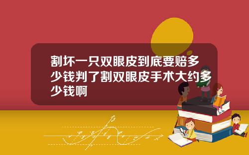 割坏一只双眼皮到底要赔多少钱判了割双眼皮手术大约多少钱啊