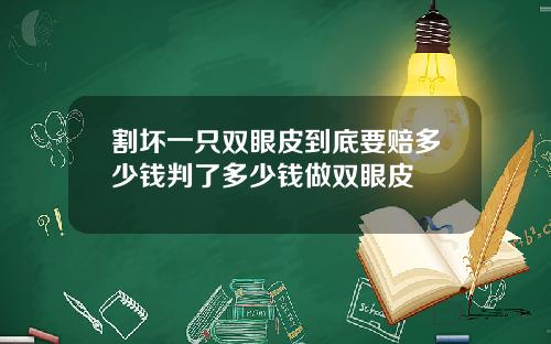 割坏一只双眼皮到底要赔多少钱判了多少钱做双眼皮