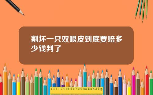 割坏一只双眼皮到底要赔多少钱判了