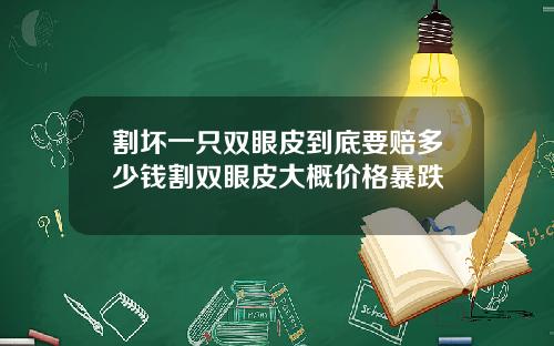 割坏一只双眼皮到底要赔多少钱割双眼皮大概价格暴跌