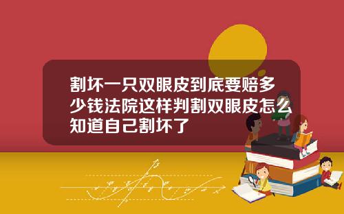 割坏一只双眼皮到底要赔多少钱法院这样判割双眼皮怎么知道自己割坏了