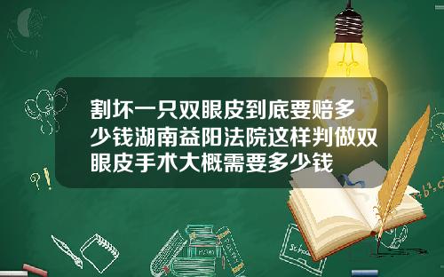 割坏一只双眼皮到底要赔多少钱湖南益阳法院这样判做双眼皮手术大概需要多少钱