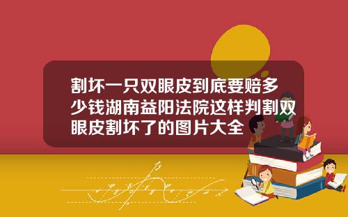 割坏一只双眼皮到底要赔多少钱湖南益阳法院这样判割双眼皮割坏了的图片大全