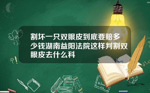割坏一只双眼皮到底要赔多少钱湖南益阳法院这样判割双眼皮去什么科