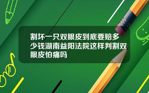 割坏一只双眼皮到底要赔多少钱湖南益阳法院这样判割双眼皮怕痛吗