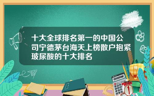 十大全球排名第一的中国公司宁德茅台海天上榜散户抱紧玻尿酸的十大排名