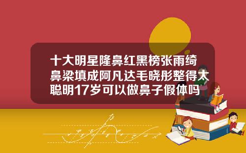 十大明星隆鼻红黑榜张雨绮鼻梁填成阿凡达毛晓彤整得太聪明17岁可以做鼻子假体吗视频