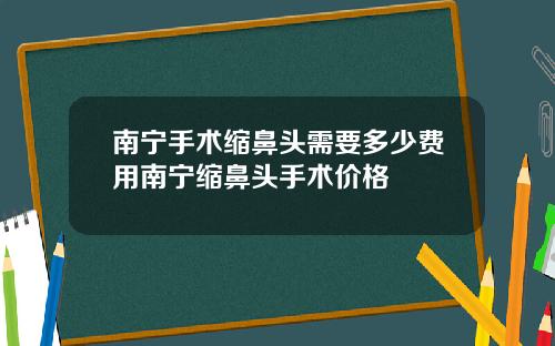 南宁手术缩鼻头需要多少费用南宁缩鼻头手术价格