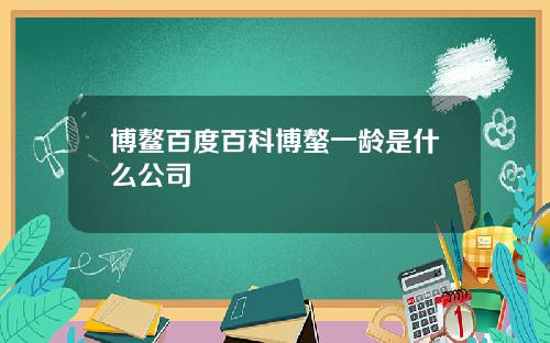 博鳌百度百科博螯一龄是什么公司