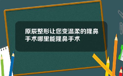 原辰整形让您变温柔的隆鼻手术哪里能隆鼻手术