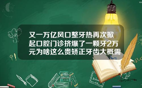 又一万亿风口整牙热再次掀起口腔门诊挤爆了一颗牙2万元为啥这么贵矫正牙齿大概需要多少钱