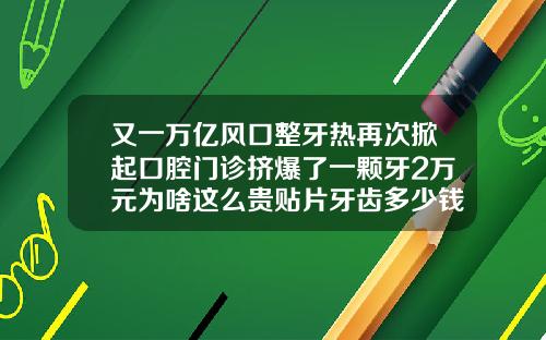 又一万亿风口整牙热再次掀起口腔门诊挤爆了一颗牙2万元为啥这么贵贴片牙齿多少钱一颗