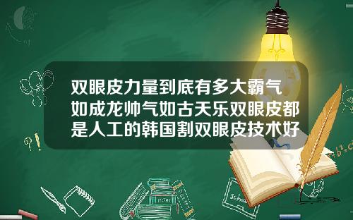 双眼皮力量到底有多大霸气如成龙帅气如古天乐双眼皮都是人工的韩国割双眼皮技术好吗