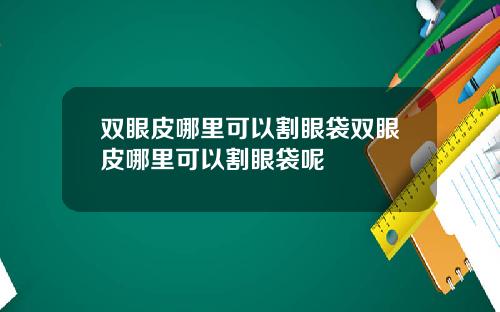 双眼皮哪里可以割眼袋双眼皮哪里可以割眼袋呢