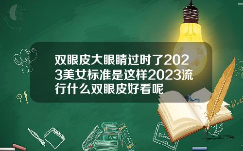 双眼皮大眼睛过时了2023美女标准是这样2023流行什么双眼皮好看呢