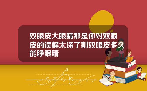 双眼皮大眼睛那是你对双眼皮的误解太深了割双眼皮多久能睁眼睛