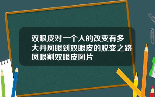 双眼皮对一个人的改变有多大丹凤眼到双眼皮的脱变之路凤眼割双眼皮图片