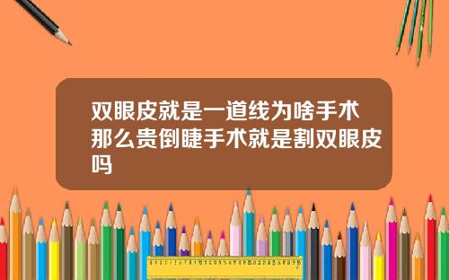 双眼皮就是一道线为啥手术那么贵倒睫手术就是割双眼皮吗
