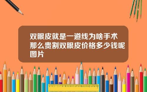 双眼皮就是一道线为啥手术那么贵割双眼皮价格多少钱呢图片