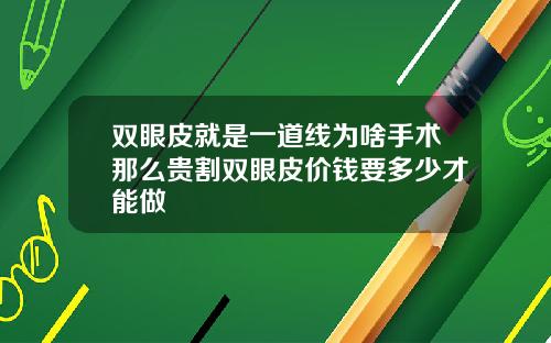 双眼皮就是一道线为啥手术那么贵割双眼皮价钱要多少才能做