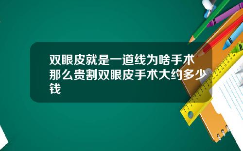 双眼皮就是一道线为啥手术那么贵割双眼皮手术大约多少钱