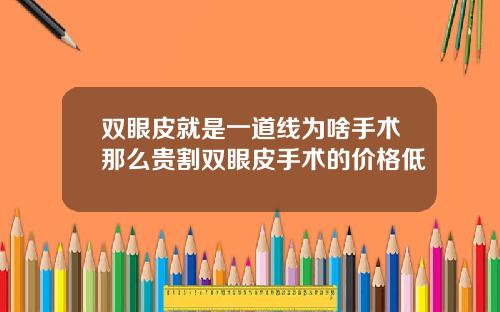 双眼皮就是一道线为啥手术那么贵割双眼皮手术的价格低