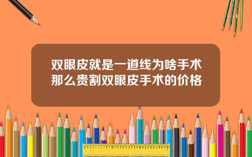 双眼皮就是一道线为啥手术那么贵割双眼皮手术的价格