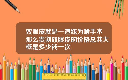 双眼皮就是一道线为啥手术那么贵割双眼皮的价格总共大概是多少钱一次