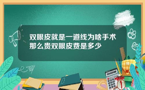 双眼皮就是一道线为啥手术那么贵双眼皮费是多少