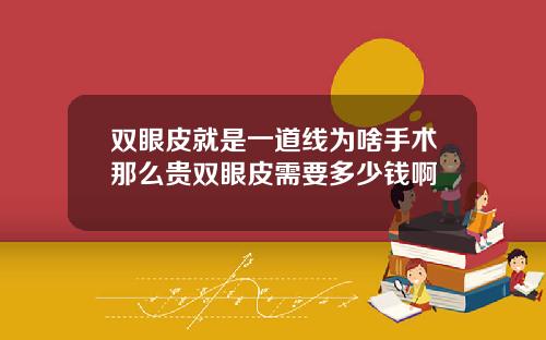 双眼皮就是一道线为啥手术那么贵双眼皮需要多少钱啊