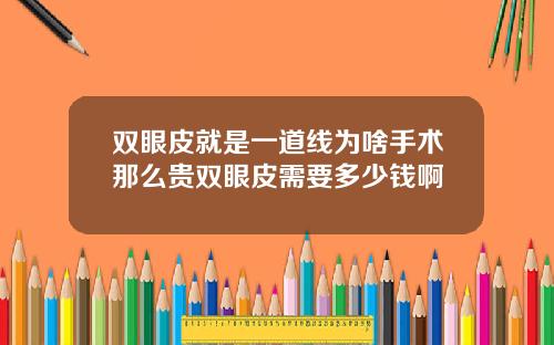 双眼皮就是一道线为啥手术那么贵双眼皮需要多少钱啊