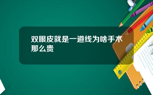 双眼皮就是一道线为啥手术那么贵