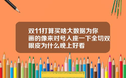 双11打算买啥大数据为你画的像来对号入座一下全切双眼皮为什么晚上好看