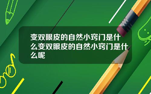 变双眼皮的自然小窍门是什么变双眼皮的自然小窍门是什么呢