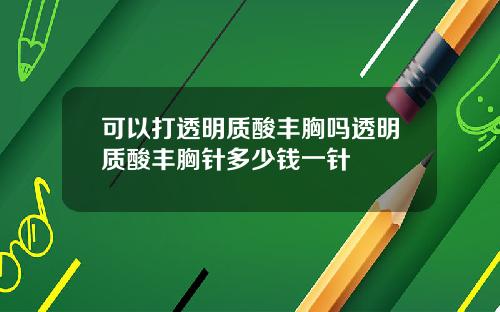 可以打透明质酸丰胸吗透明质酸丰胸针多少钱一针