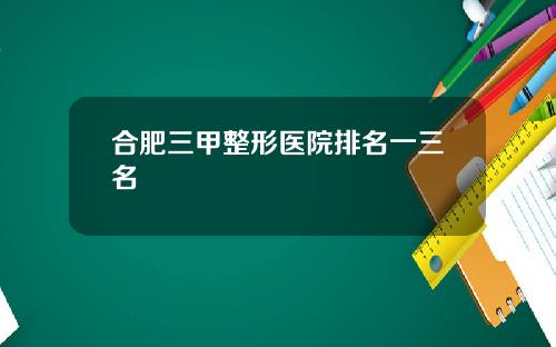 合肥三甲整形医院排名一三名