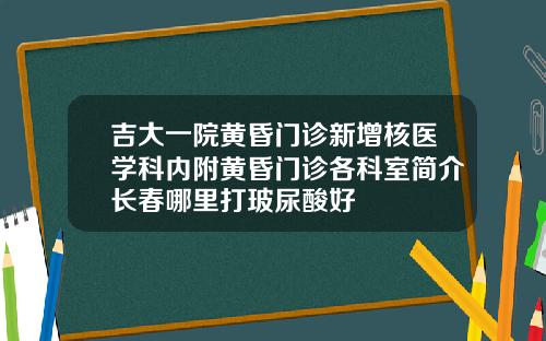 吉大一院黄昏门诊新增核医学科内附黄昏门诊各科室简介长春哪里打玻尿酸好