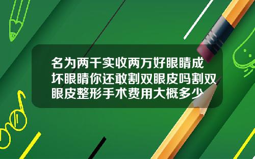 名为两千实收两万好眼睛成坏眼睛你还敢割双眼皮吗割双眼皮整形手术费用大概多少