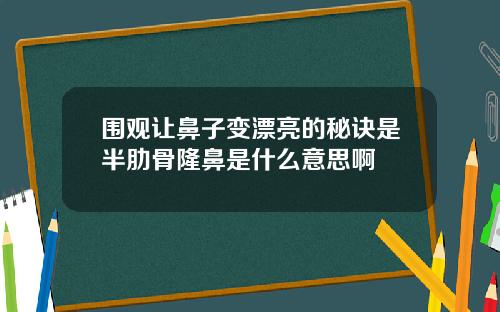 围观让鼻子变漂亮的秘诀是半肋骨隆鼻是什么意思啊