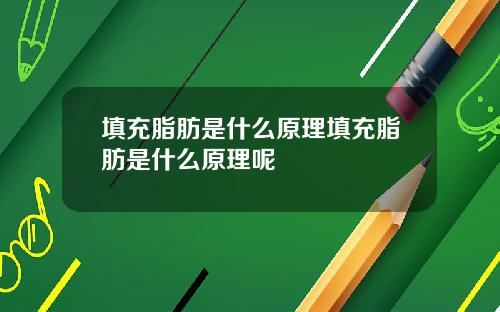 填充脂肪是什么原理填充脂肪是什么原理呢