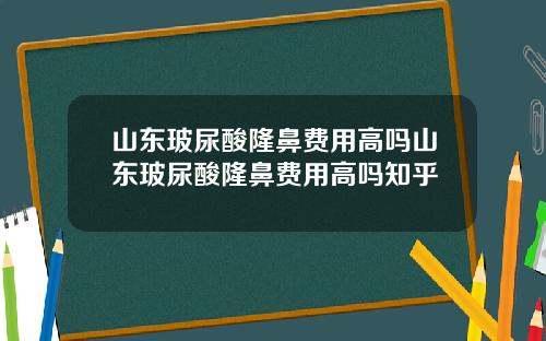 山东玻尿酸隆鼻费用高吗山东玻尿酸隆鼻费用高吗知乎