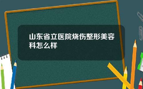 山东省立医院烧伤整形美容科怎么样